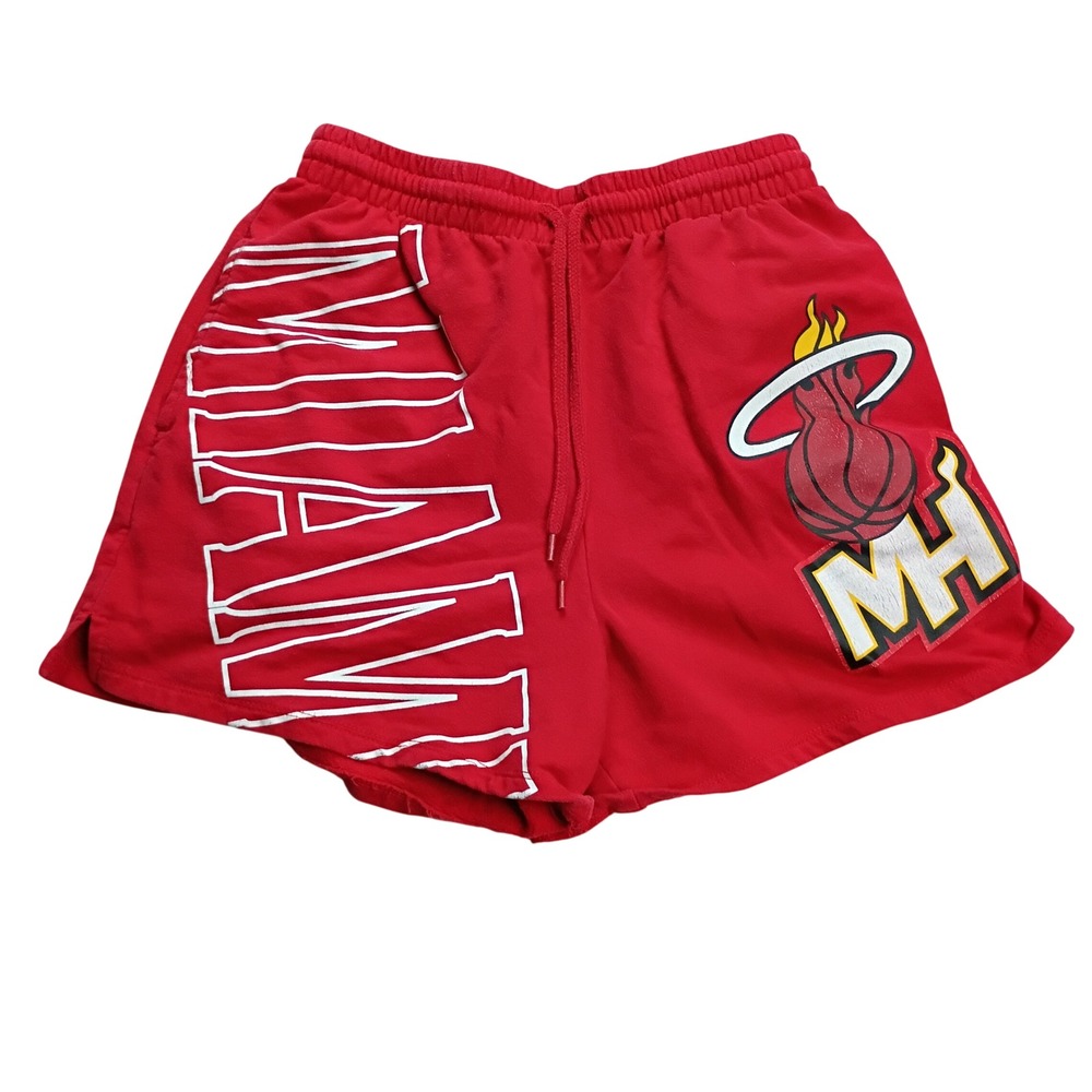 NBA Miami Heat Fleece Shorts Mens Small‎ Red Graphic Drawstring 2022